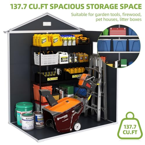 LightGray Resin Outdoor Storage Shed 6x4.4FT with Floor U299299