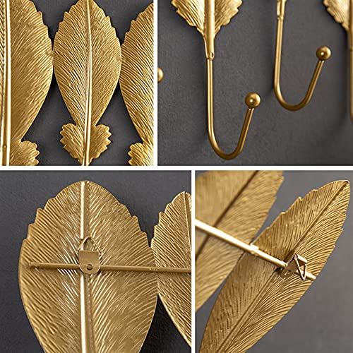 Golden Leaf Shape Wall Coat Rack L770