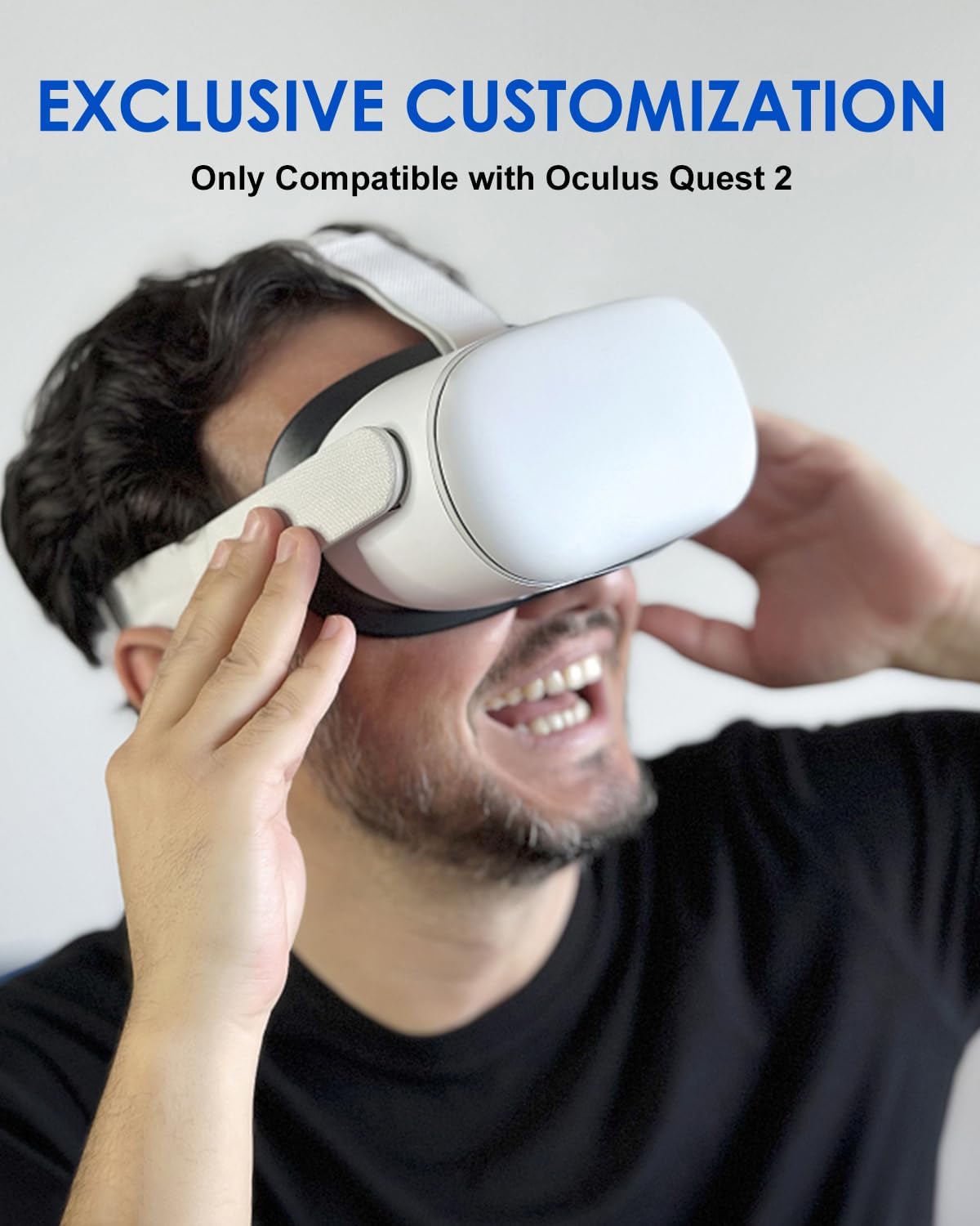 Head Strap for Oculus Quest 2 Headset with 2 Pair Thumb Grip Caps B665