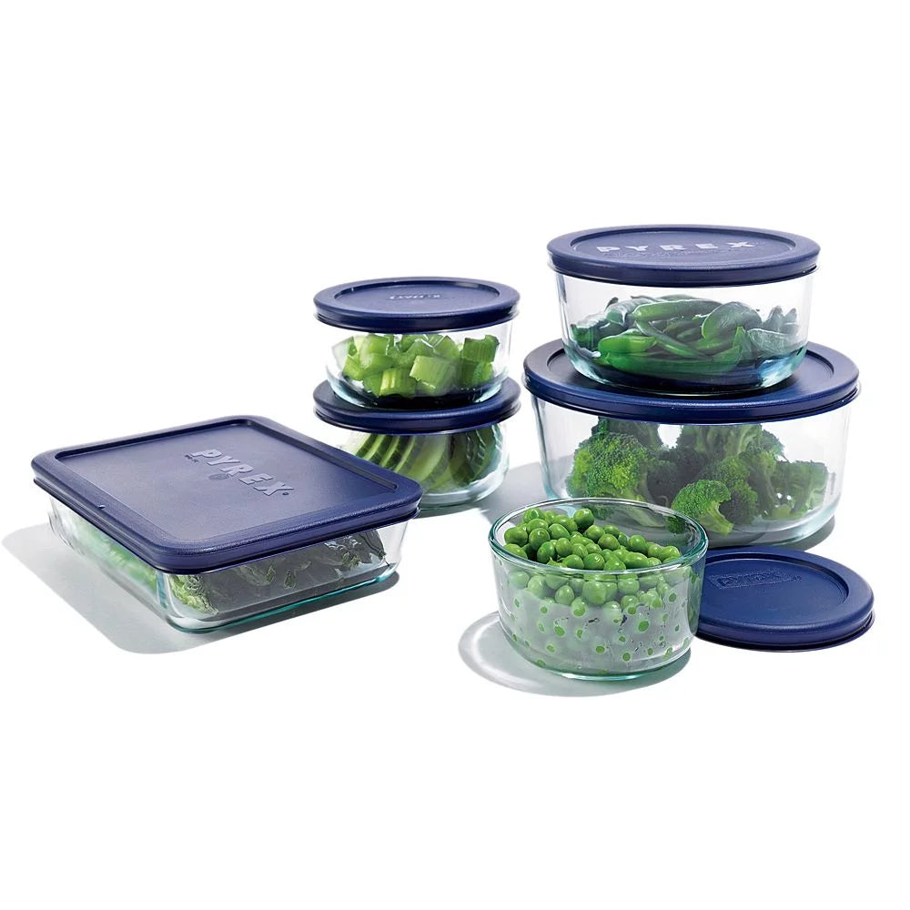 4 Cup Round Clear Storage Dish with Blue Lid, Pack of 4 E3771