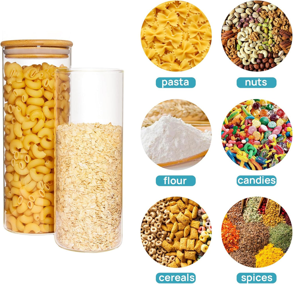8 Pack 30oz Glass Food Storage Jars with Airtight Bamboo Wooden Lids V631568