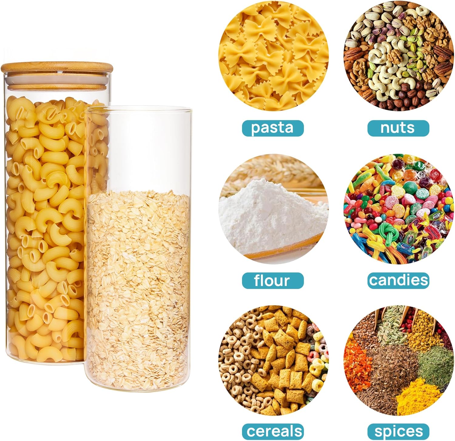 8 Pack 30oz Glass Food Storage Jars with Airtight Bamboo Wooden Lids V631568