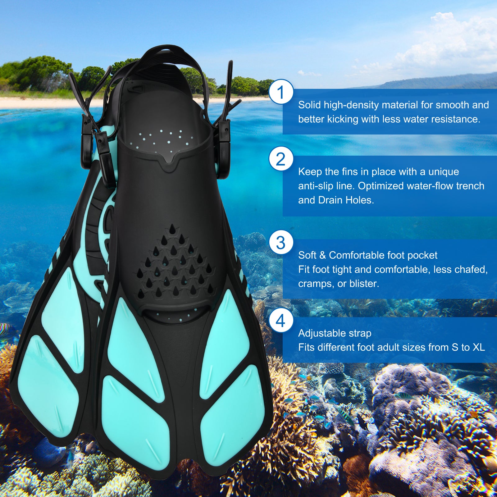 5 in 1 Snorkeling Gear Set with Tempered Glass and Travel Bag P1990