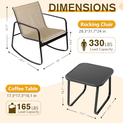 3 Pieces Black Rattan Patio Furniture Set with Coffee Table G669826