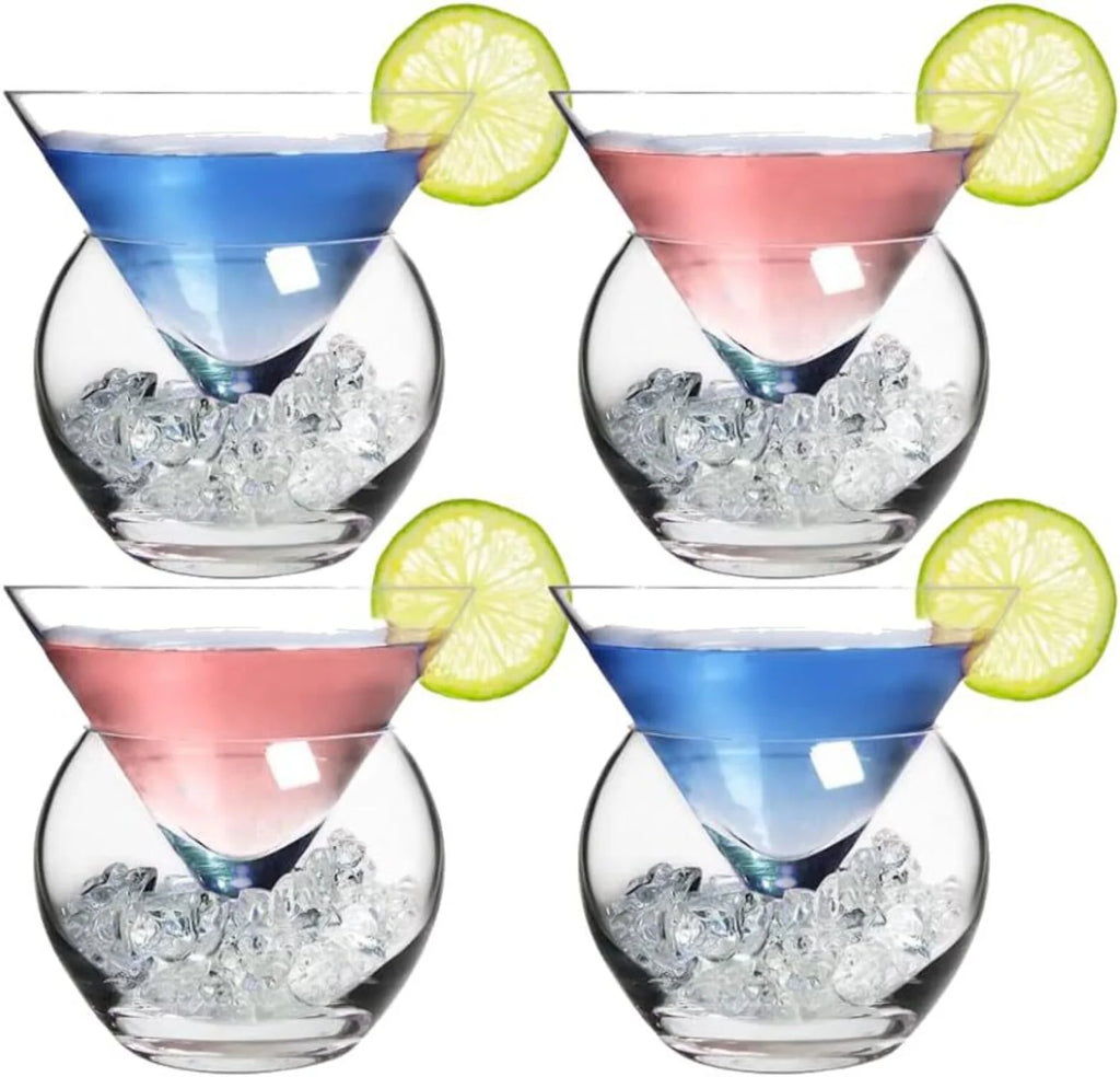 Set of 4 Stemless Martini Glasses with Chiller G166325