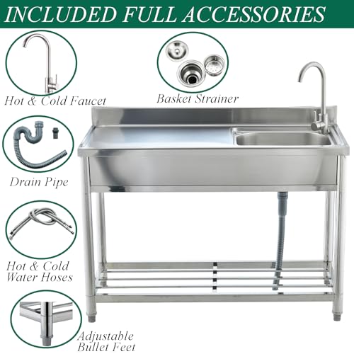 Stainless Steel Freestanding Single Bowl Utility Sink V57808