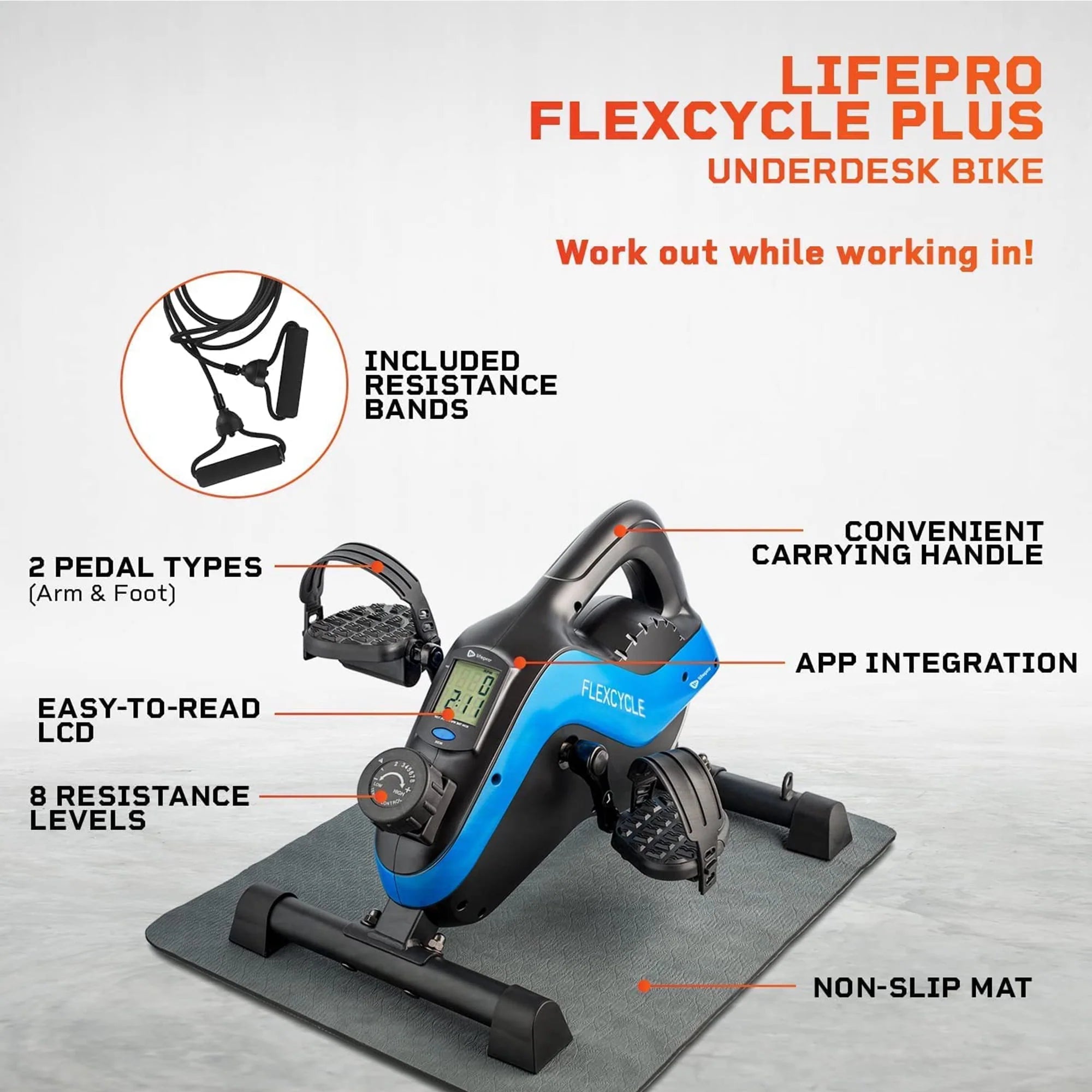 Blue Stationary Bike Pedal Exerciser K762