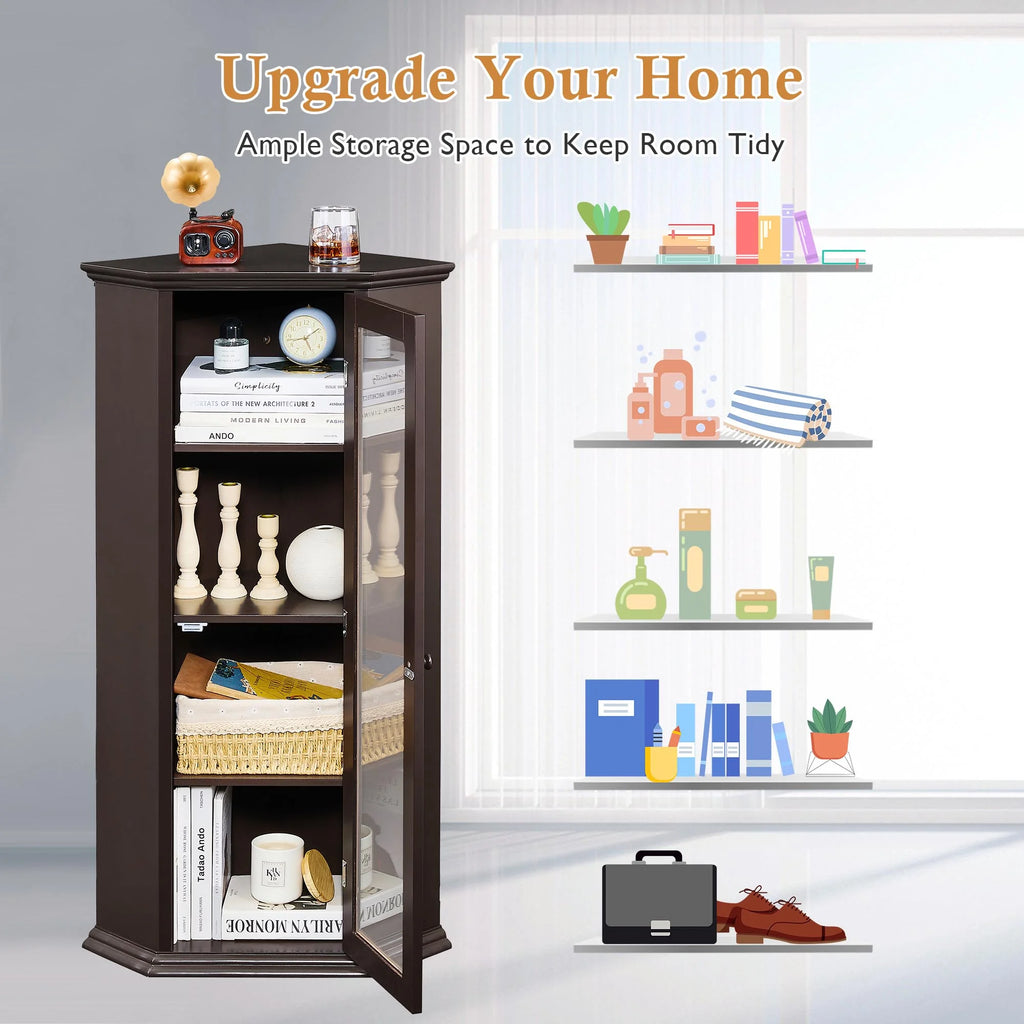 Freestanding Bathroom Cabinet with Glass Door, MDF Board with Painted Finish J983