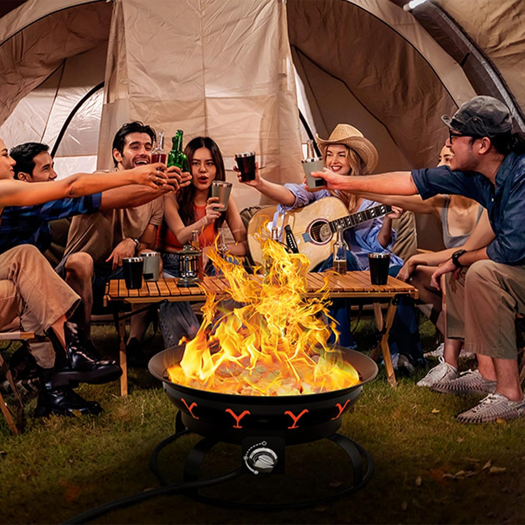 Portable Propane Fire Pit with Lid B7193