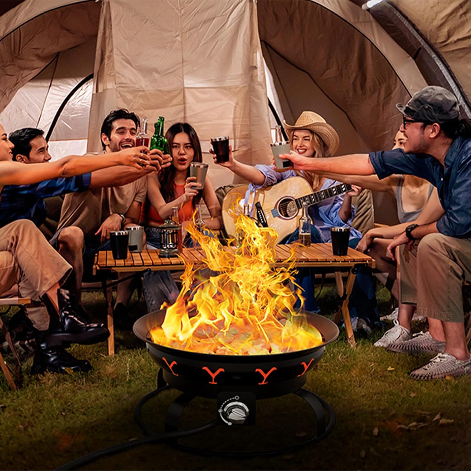 Portable Propane Fire Pit with Lid B7193
