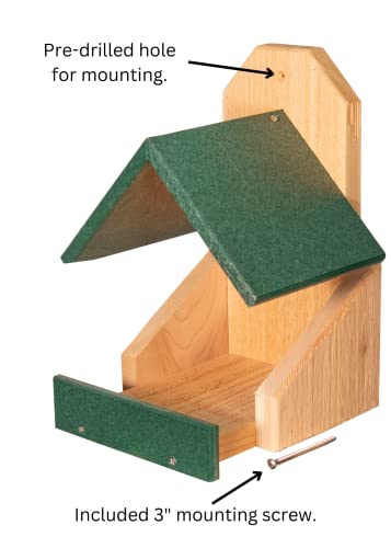 Cedar Robin Roost Birdhouse with Recycled Poly Lumber Roof (Green) B196