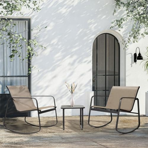 3 Pieces Black Rattan Patio Furniture Set with Coffee Table G669826