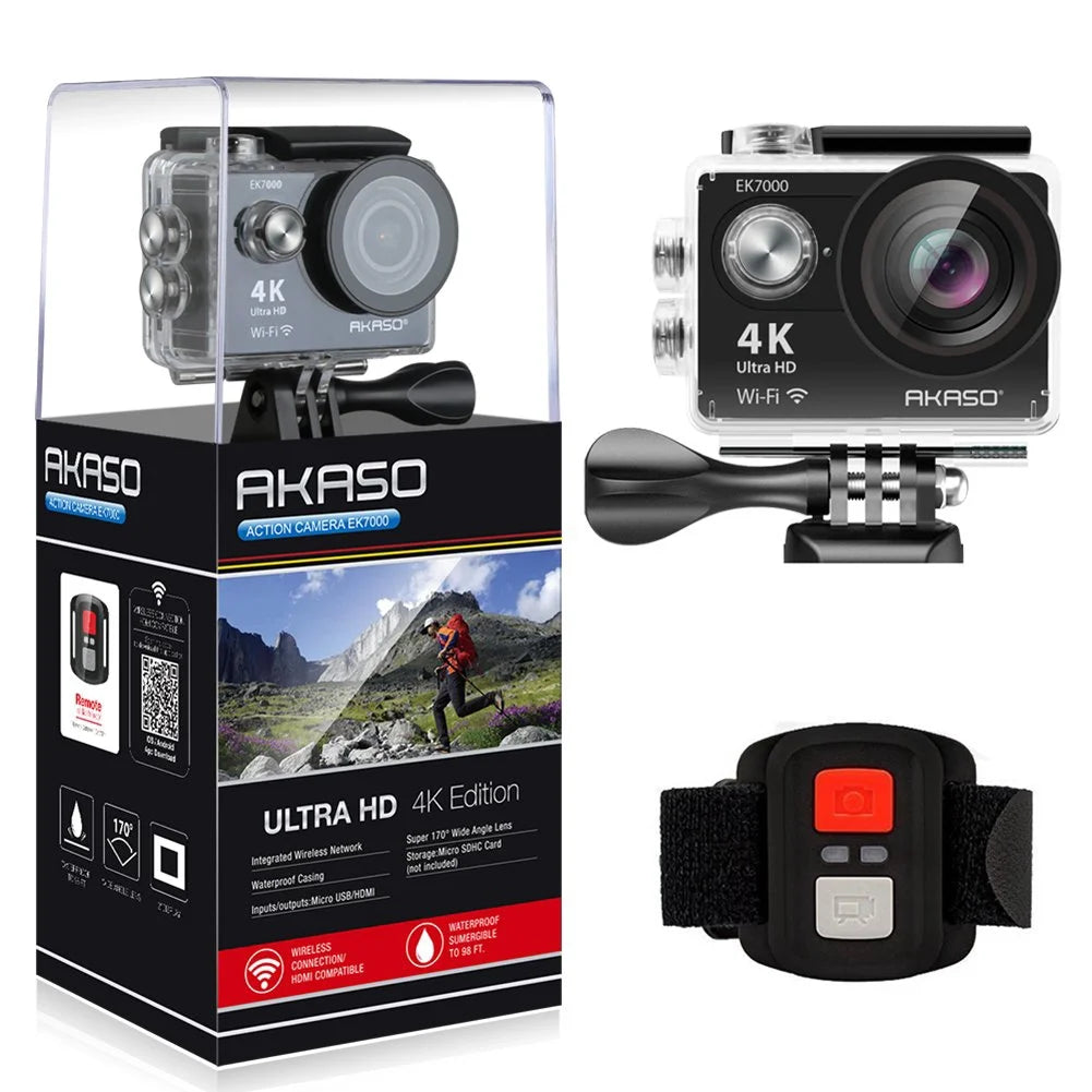 Action Camera 4K Ultra HD 12MP Waterproof Black V440629