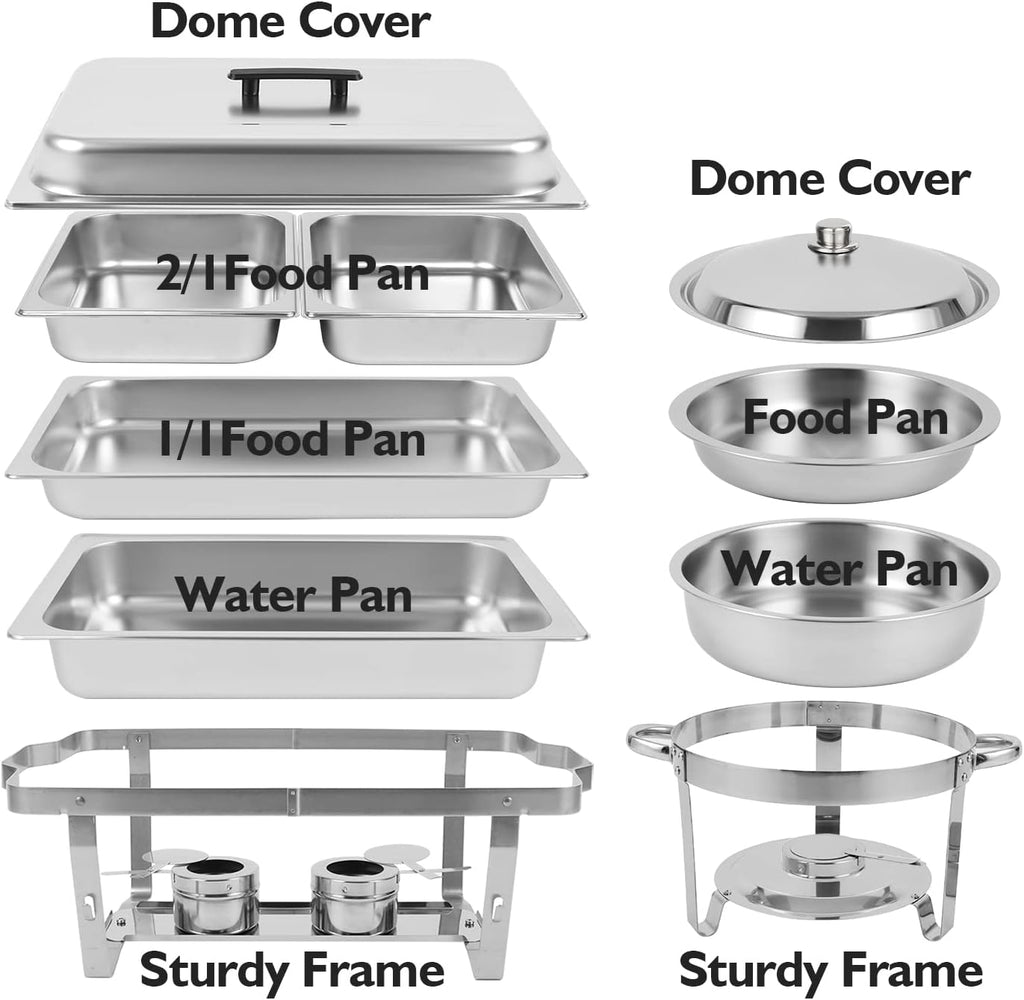 5 Pk Stainless Steel Chafing Dish Set with Full & Half Size Food Pan L467190