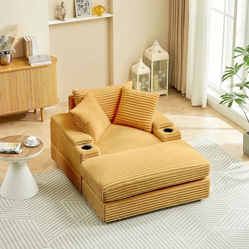 Oversized Corduroy Chaise Longue with Ottoman K863