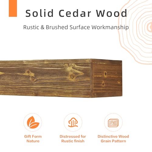 60" Rustic Wood Fireplace Mantel Floating Shelf G15105