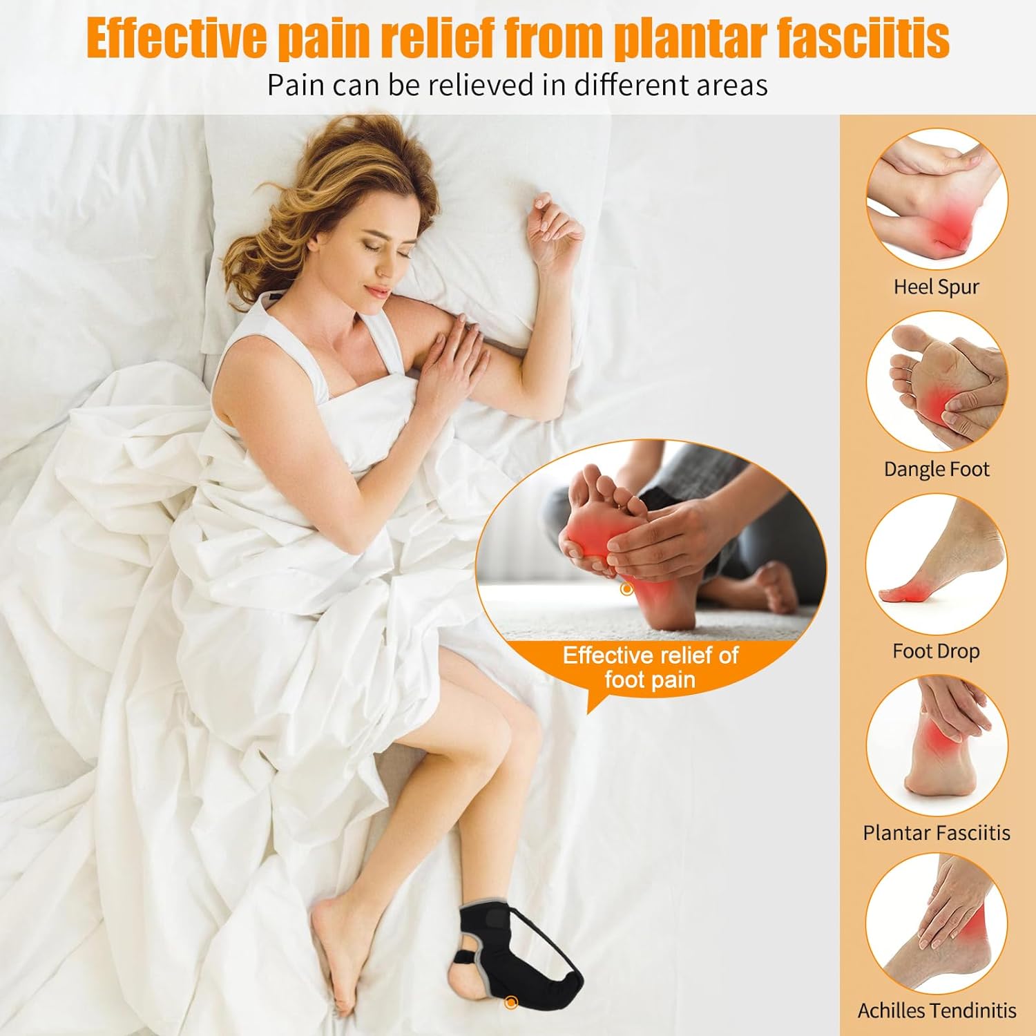Black Plantar Fasciitis Night Splint Brace (Small) Z91236