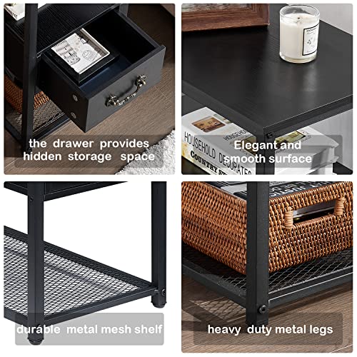 Black Single Drawer Tall Side Table O645248