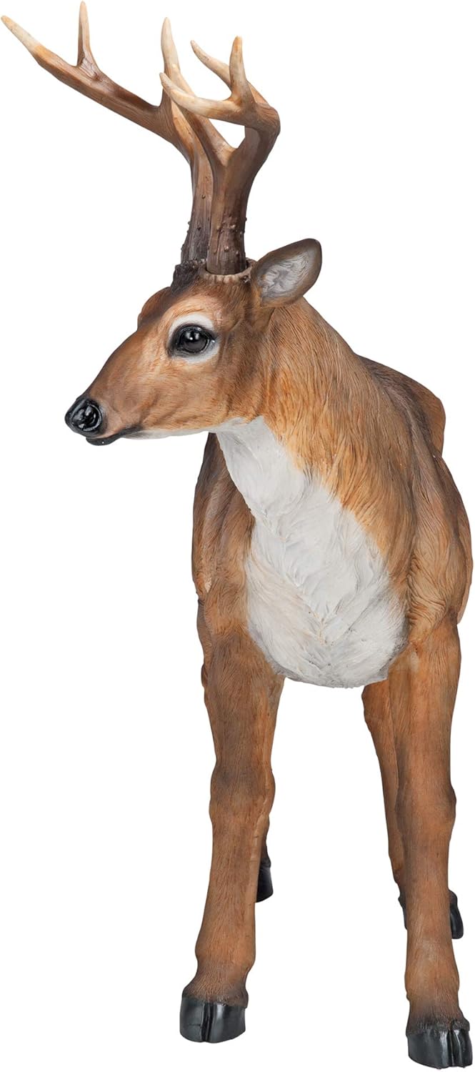 28 Inches Long Brown Handcast Polyresin Deer Statue Y2136