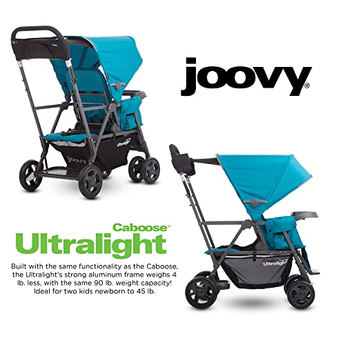 Black Double Stroller with Rear Bench and Standing Platform O5131