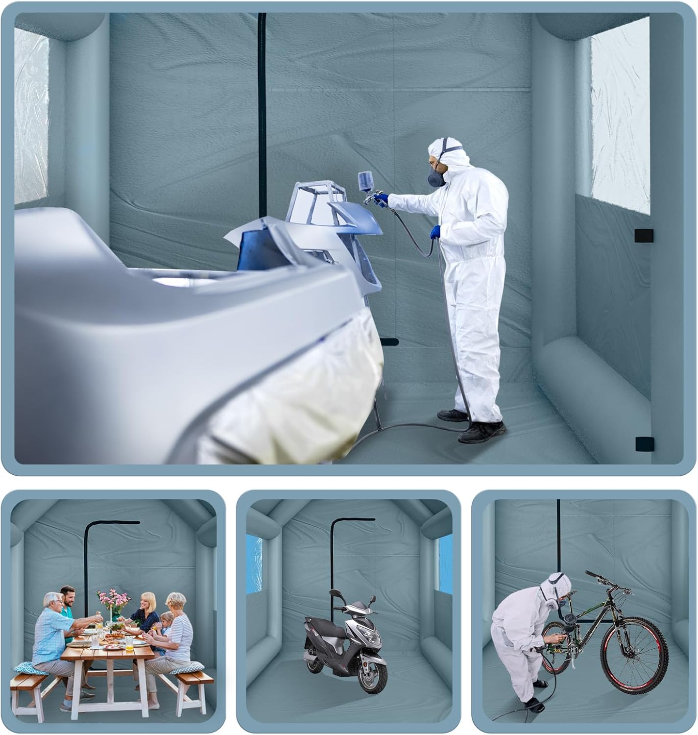 Inflatable Paint Booth 20 x 13.5 x 9.7ft Portable Spray Booth Tent with 1100W Blower Q929451