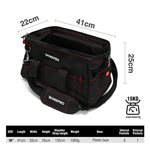 16-inch Wide Mouth Tool Storage Bag with Water Proof Rubber Base B931629