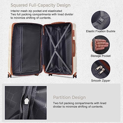 Brown and Ivory 4-Piece Expandable Hardside Suitcase Set M480314