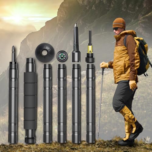 Collapsible Hiking Stick Trekking Pole with Compasse, Whistle (1 Stick) S385