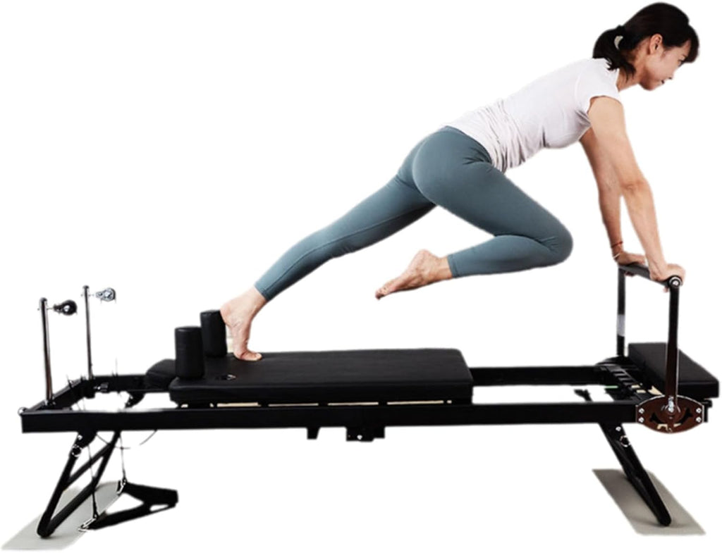 Foldable Pilates Reformer with Dual Resistance Springs and Cords P257230