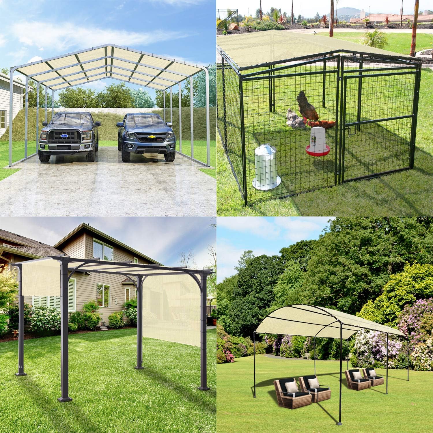 Beige Waterproof Sun Shade Sail Straight Edge Outdoor Canopy Cover F13832