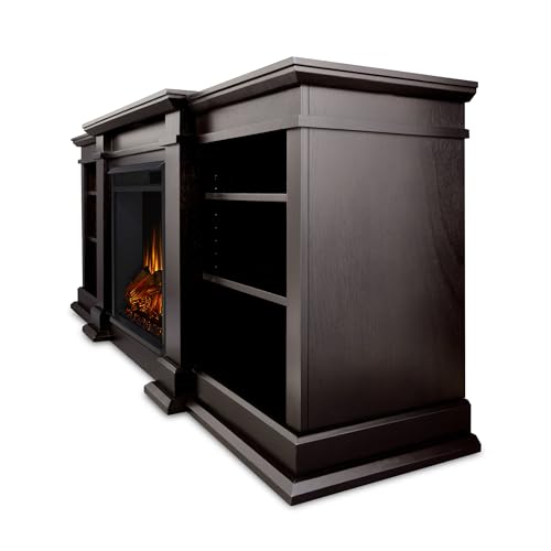 72" Black TV Stand with Electric Fireplace P39368