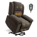Brown Fabric Power Lift Recliner Chair with Massage and Heat K665030