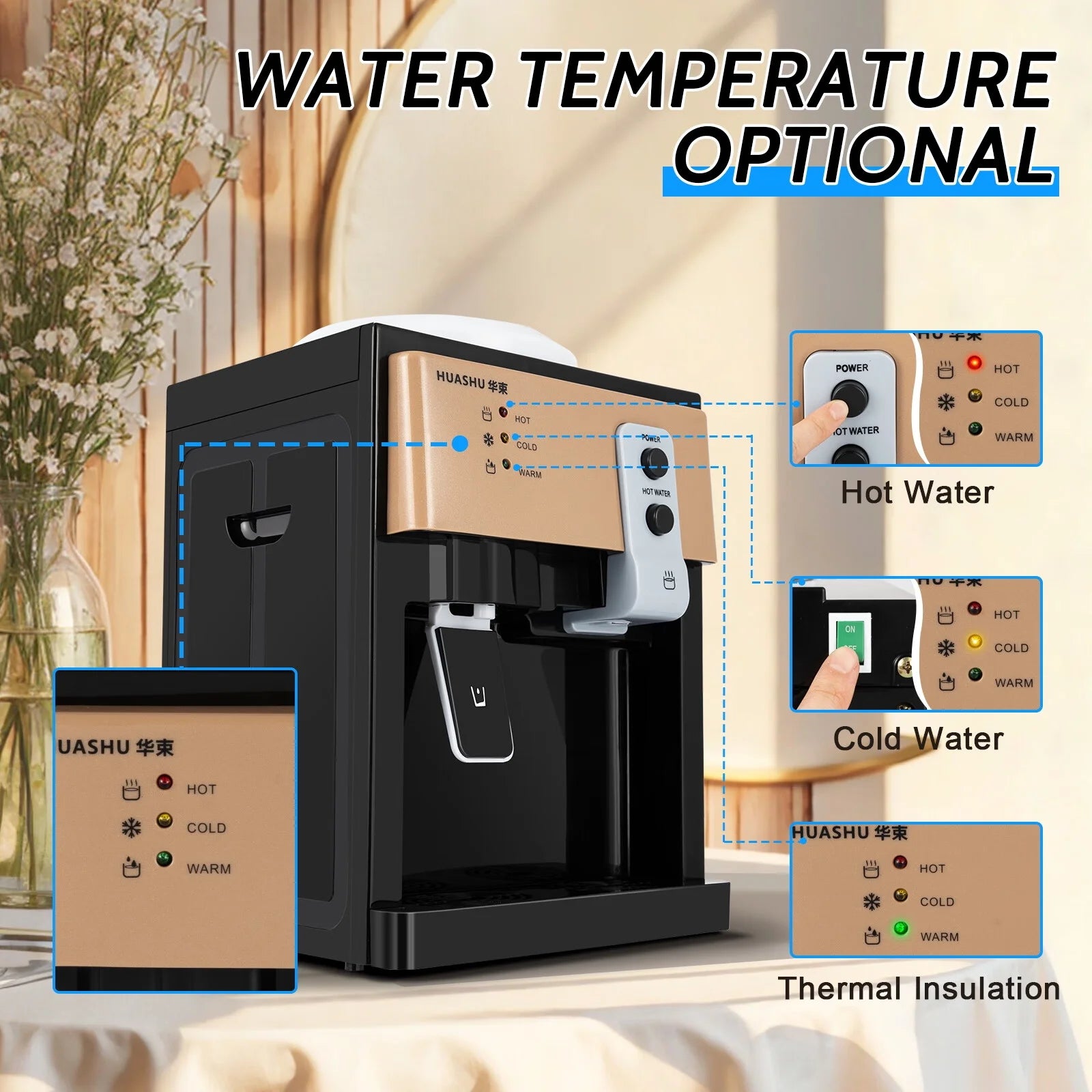 Countertop Water Cooler Dispenser Top Loading Electric Hot and Cold Water Machine W19804