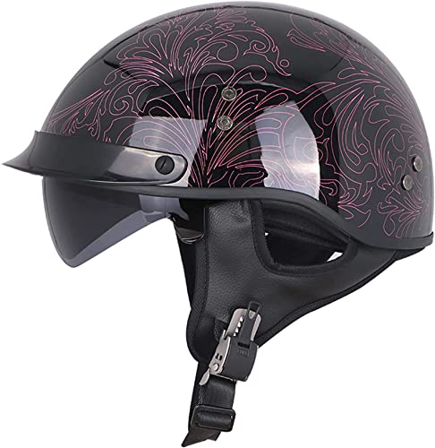 Vintage Motorcycle Half Helmet DOT Certified Lightweight Breathable with Sun Protection Goggles M71668