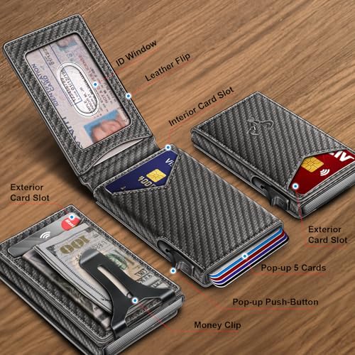 Men Wallet Money Clip Wallet Slim 9 Cards Metal Credit Card Case Magnetic Leather Flip Z7761