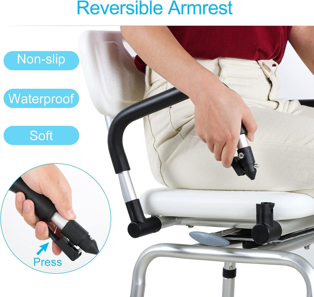 Swivel Shower Chair with Arms and Back Adjustable Bath Chair N722389