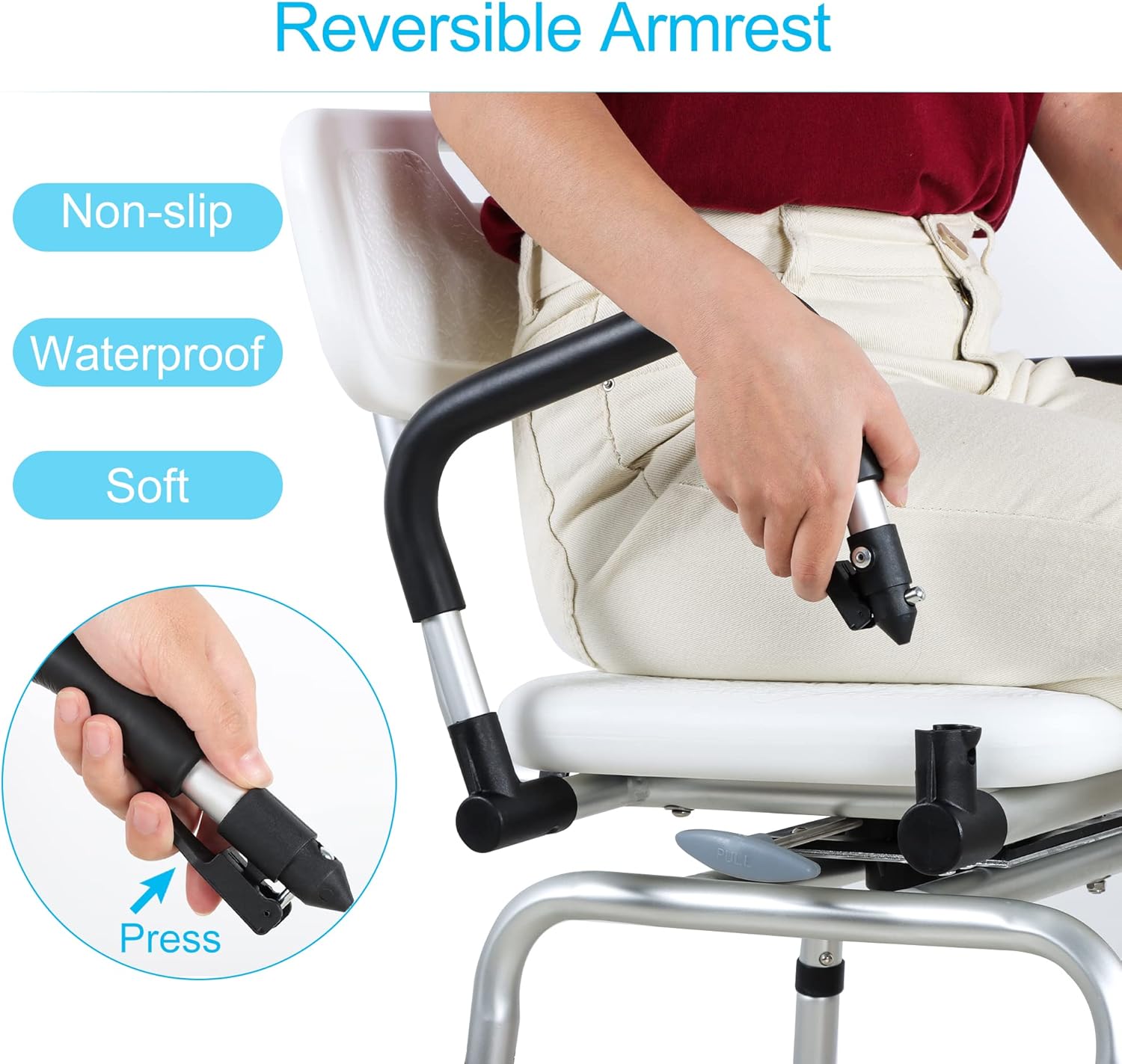 Swivel Shower Chair with Arms and Back Adjustable Bath Chair N722389