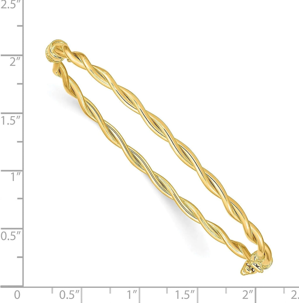 14K Yellow Gold Twisted Hinged Bangle Bracelet V160866