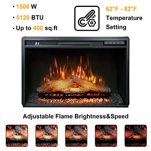 Black Electric Fireplace Insert, 750/1500W W54460