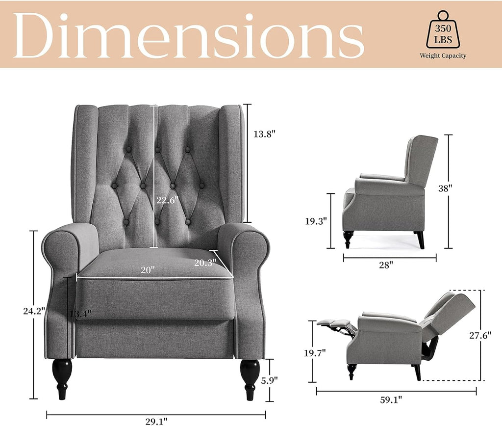 Dark Gray High Back Upholstered Recliner Chair Y498677