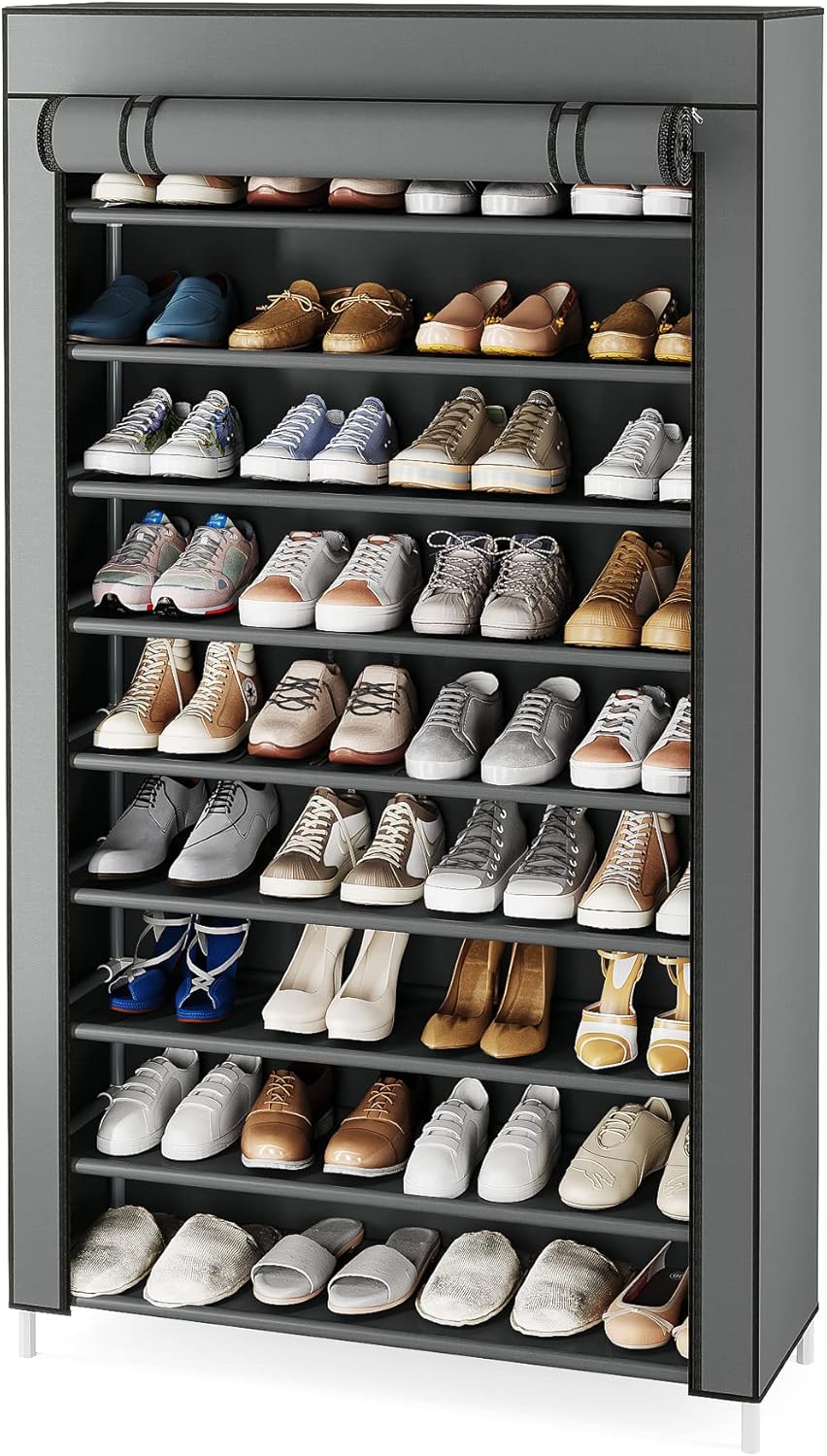 10 Tier Black Non-Woven Shoe Storage Cabinet C342