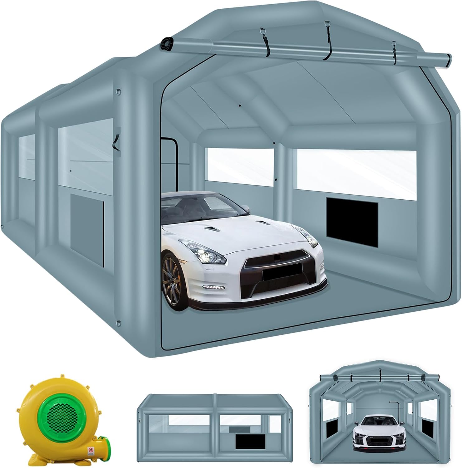 Inflatable Paint Booth 20 x 13.5 x 9.7ft Portable Spray Booth Tent with 1100W Blower Q929451
