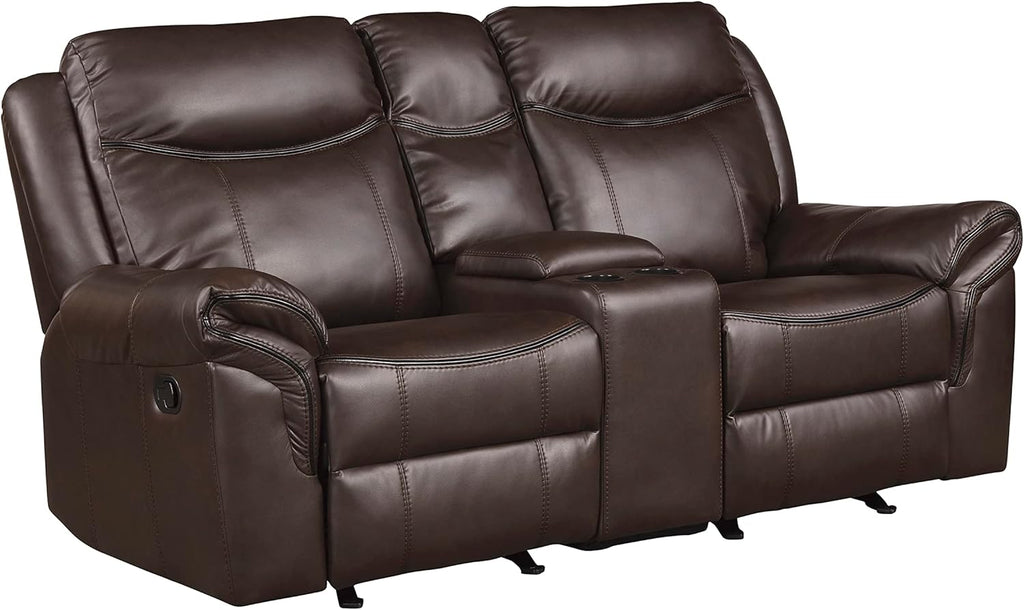 3-Piece Dark Brown Manual Reclining Sofa Set S218