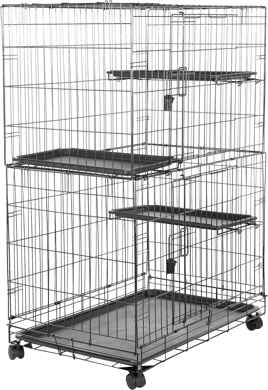 Large 3-Tier Cat Cage Playpen Crate Kennel, Black C4177