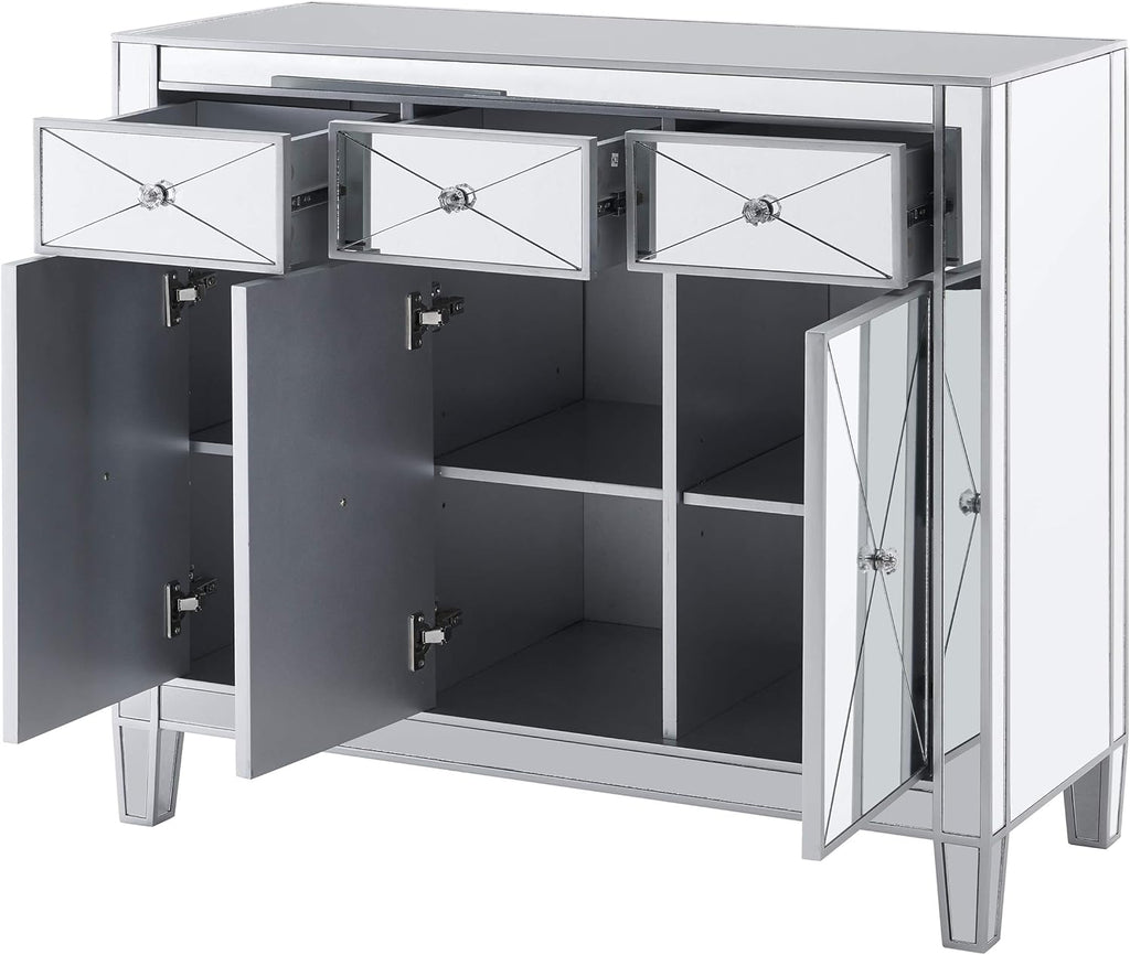 Mirrored Cabinet with Matte Silver Trim N158