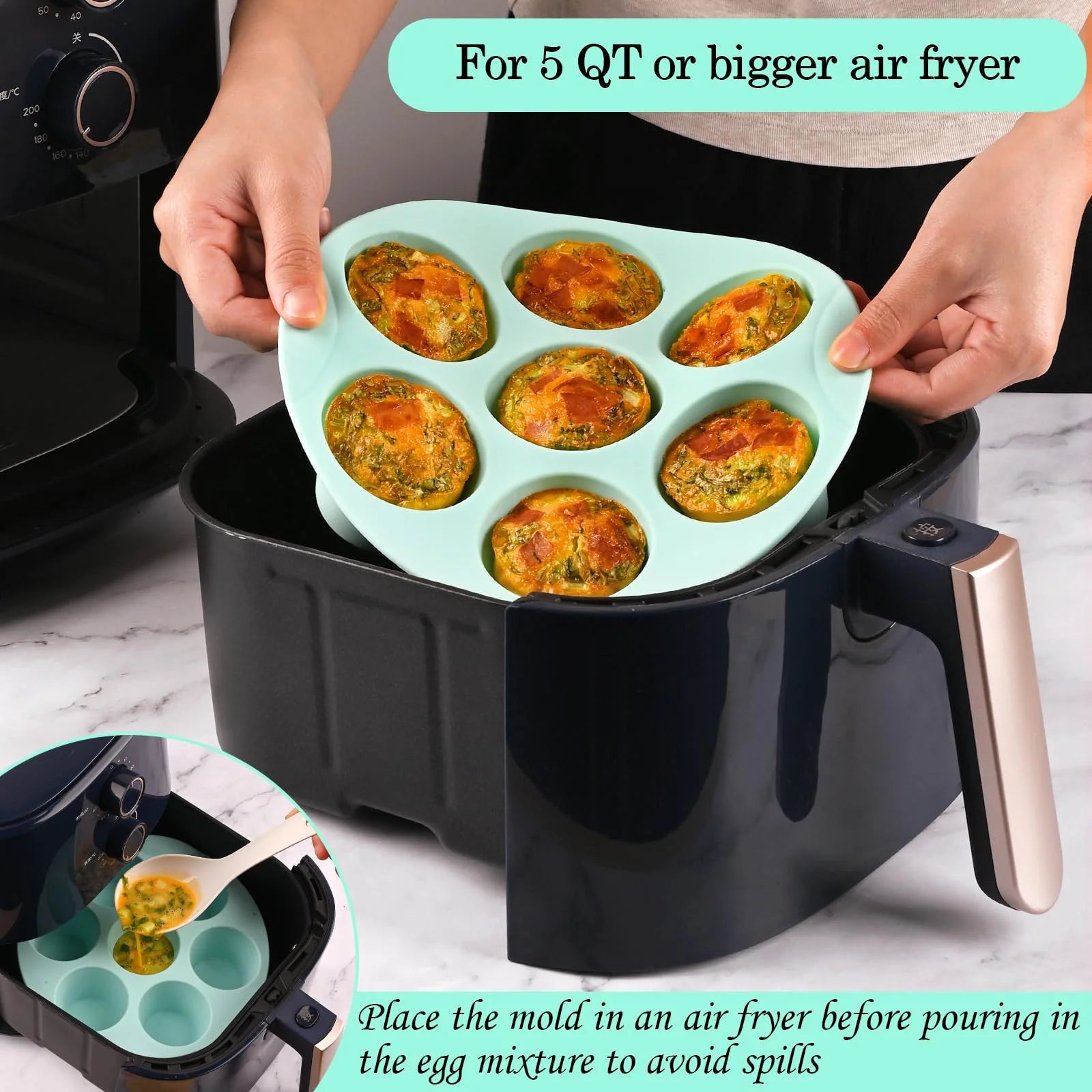 2 Pack Nonstick Silicone 7-Cup Baking Pan, Pink Green U27475