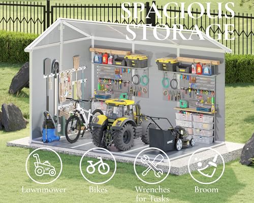 Grey Outdoor Resin Storage Shed with Floor L226431