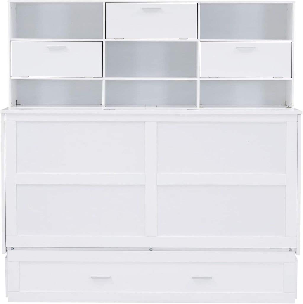 Queen Size Murphy Bed with Bookcase and Drawer A77152