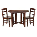 3-Pc Dining Set with Drop Leaf Table and 2 Chairs, Walnut Finish U98373