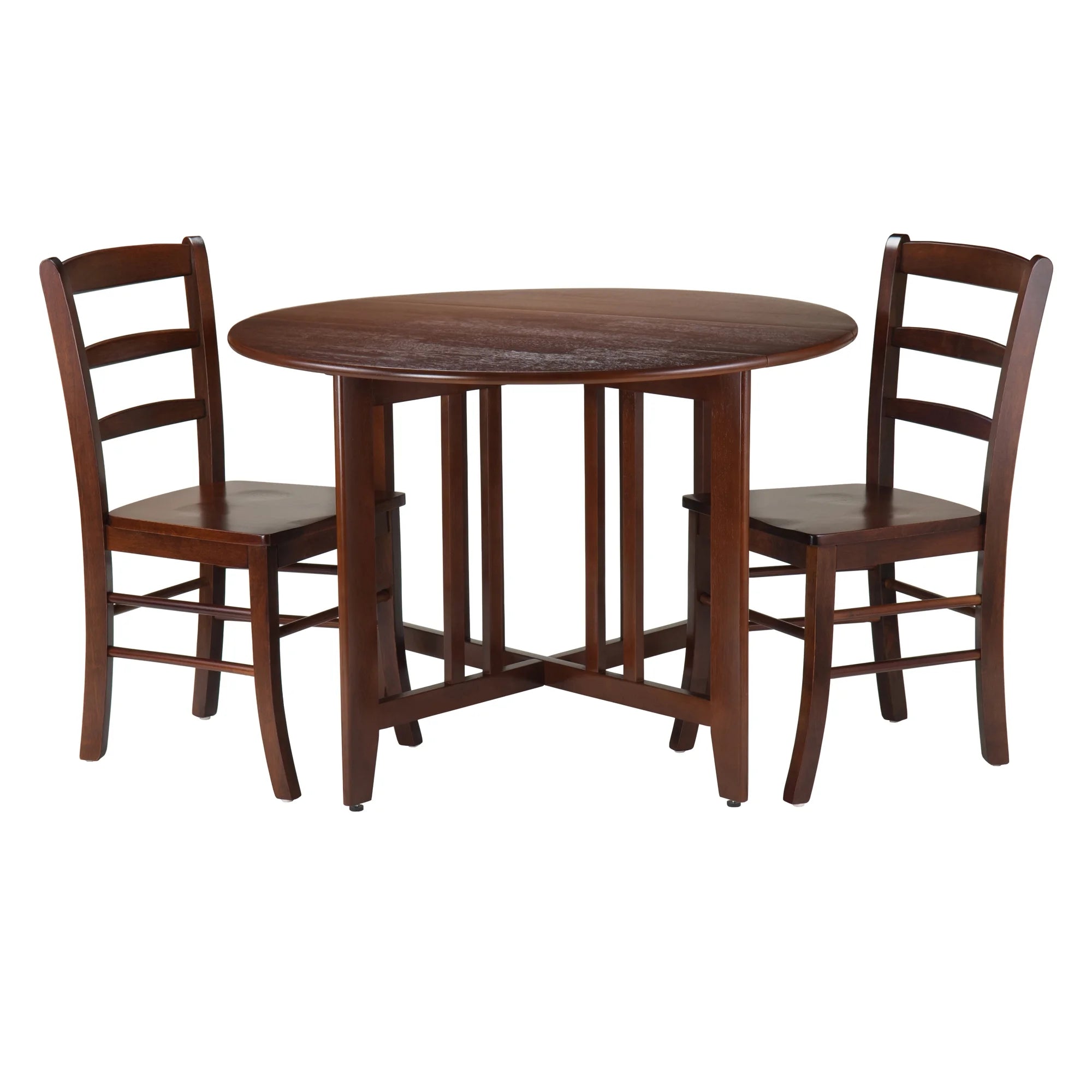 3-Pc Dining Set with Drop Leaf Table and 2 Chairs, Walnut Finish U98373
